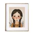 Load image into Gallery viewer, illustration centers around a little girl who will capture your heart and imagination with braided hair. girls nursery art