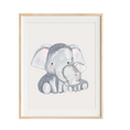 Load image into Gallery viewer, baby and mom elephant nursery art
