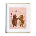 Load image into Gallery viewer, two bears, caught in a moment of pure bliss amidst a garden blooming with the daintiest of flowers. nursery art