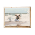 Load image into Gallery viewer, Dog Chasing Waves Art Print