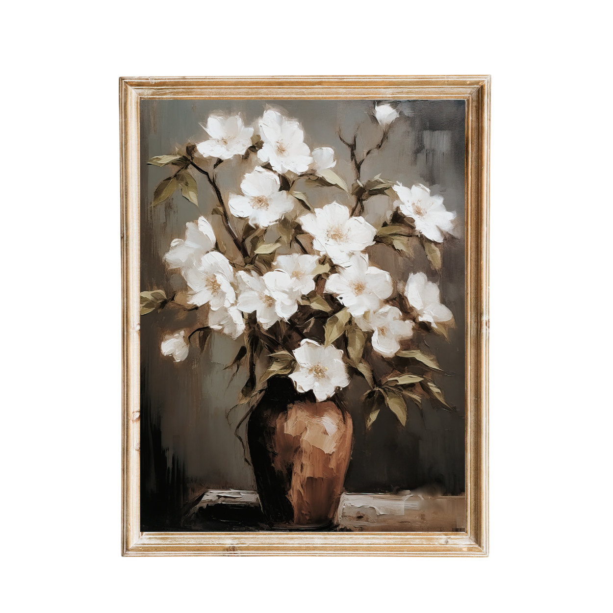 White florals Vintage-Inspired Art Print